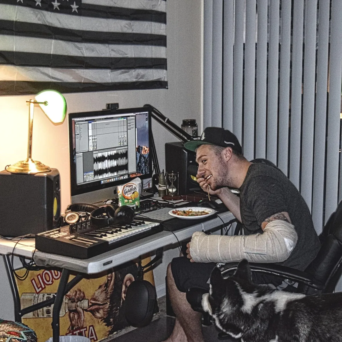 Studio session with Goldfish and cast arm