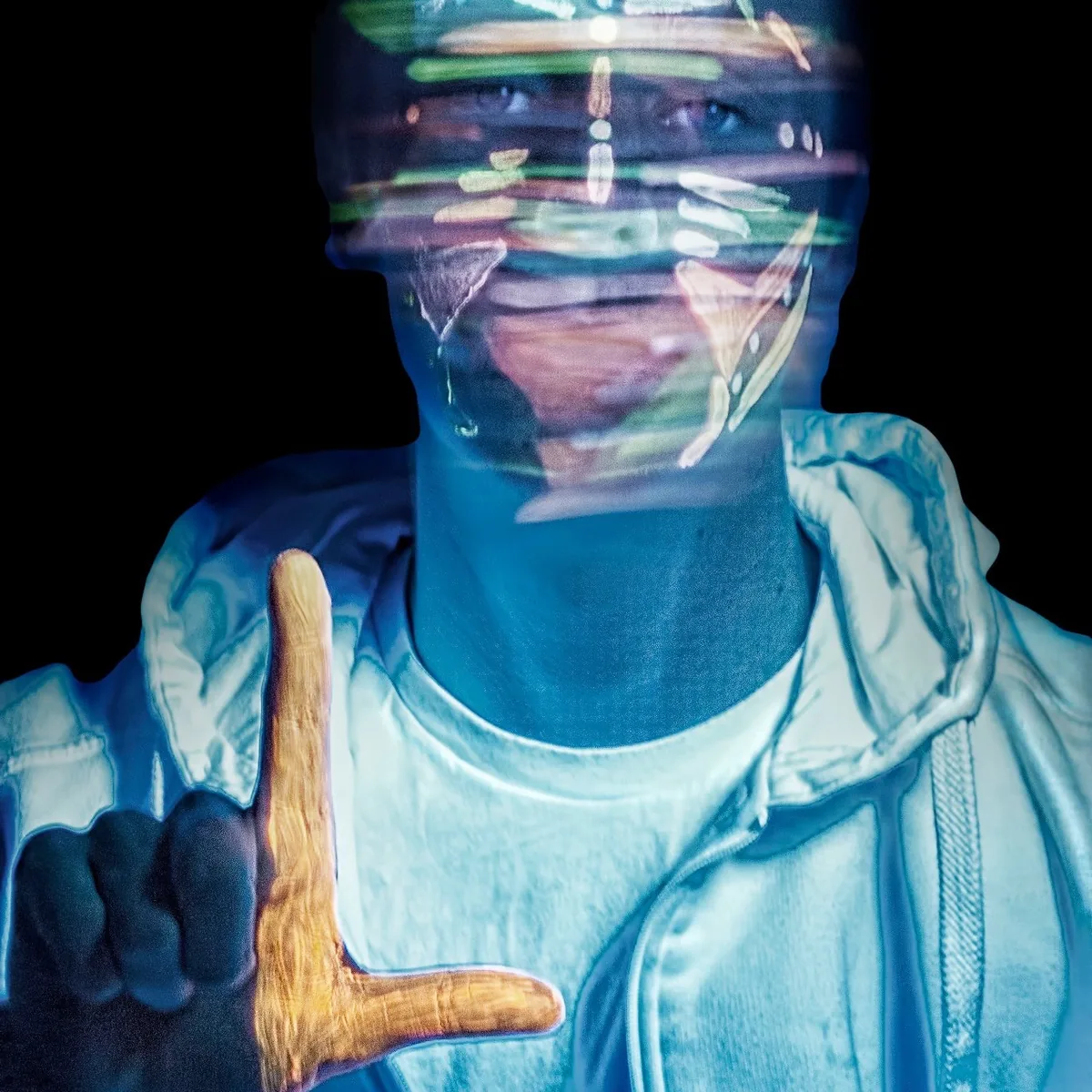 Glitch light-paint portrait